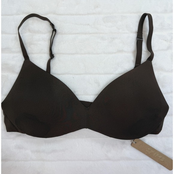 Skims Wireless Form Push Up Bra Womens 32B Cocoa Brown Seamless Logo Intimates - Picture 1 of 10